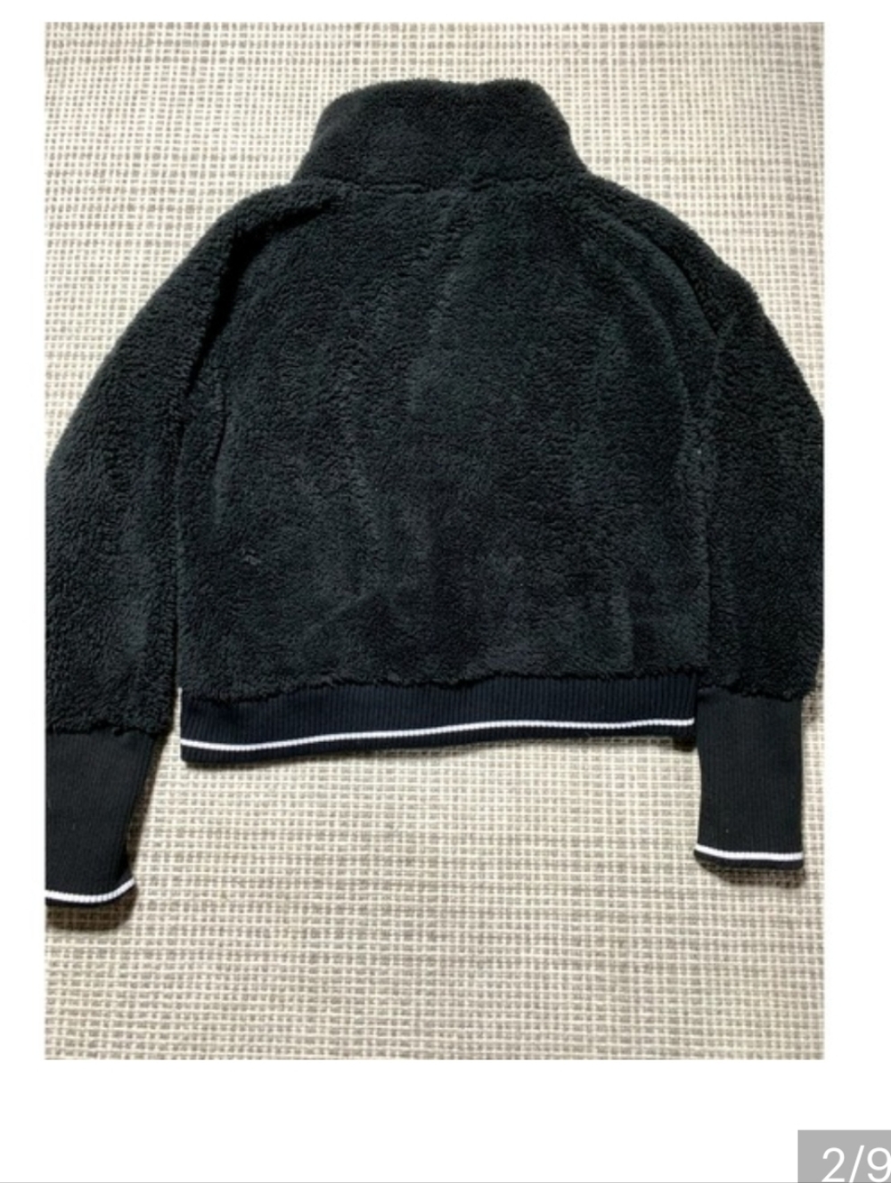 Black Sherpa Zip-Up Jacket with Ribbed Cuffs NEW